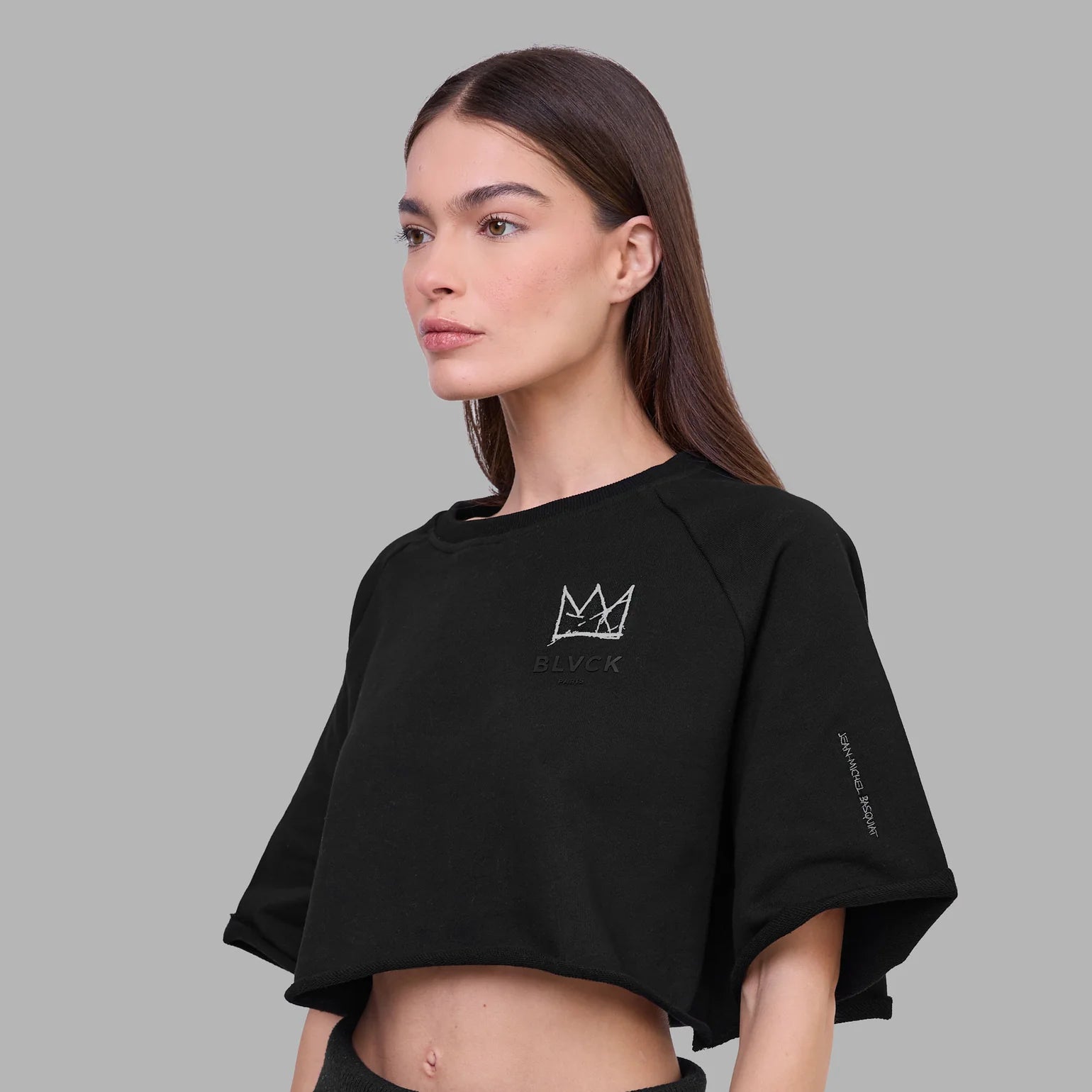 BLVCK Kuwait | Blvck x Basquiat Crop Tee 'Black'- Women