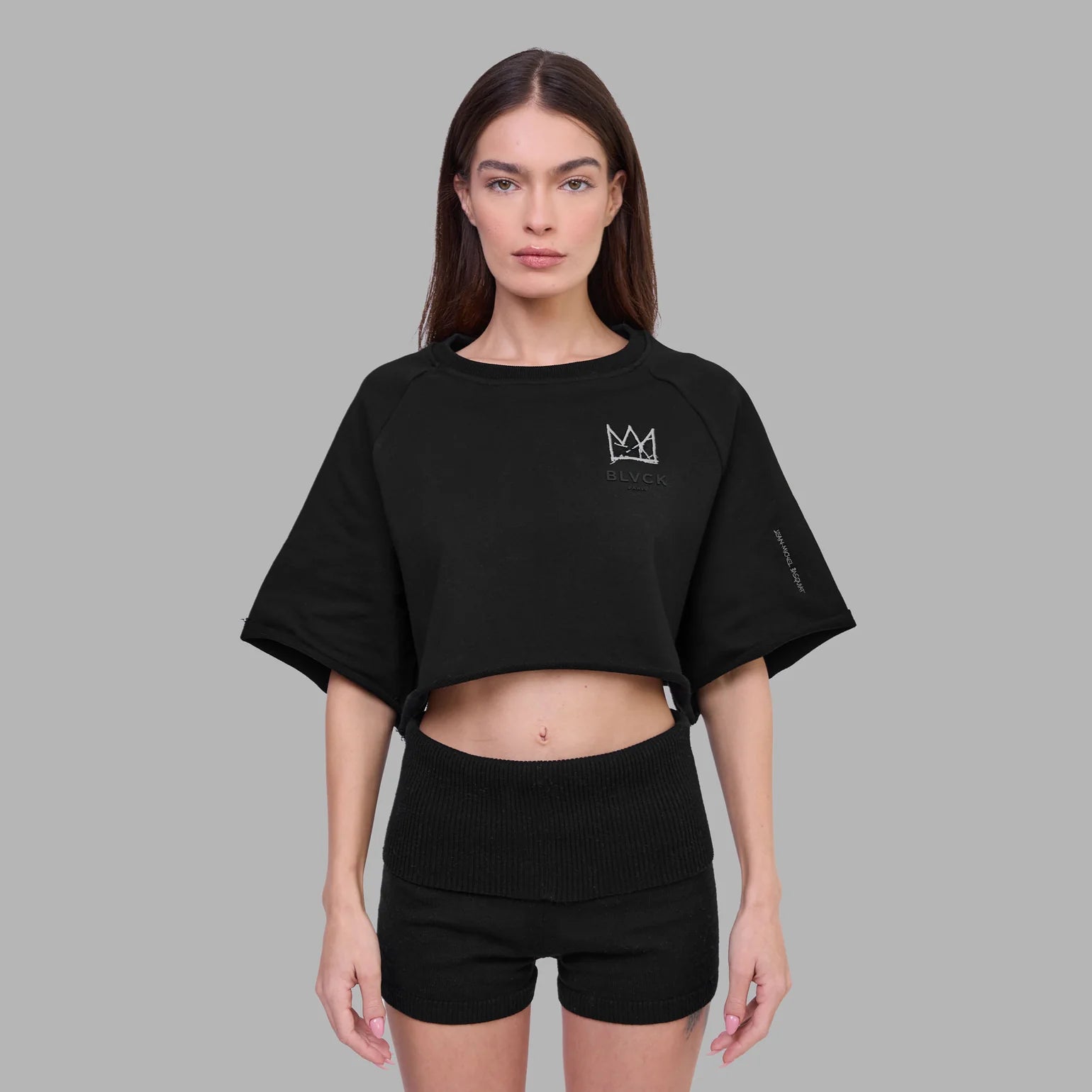 BLVCK Kuwait | Blvck x Basquiat Crop Tee 'Black'- Women