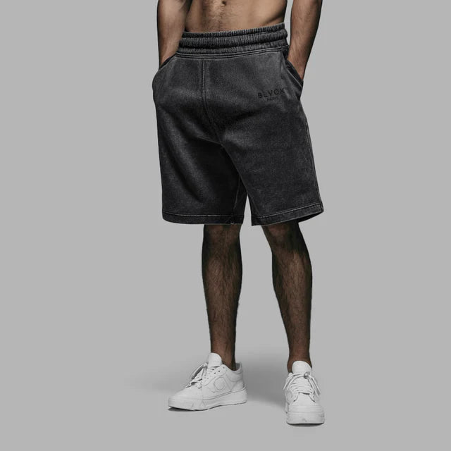 Acid Wash Shorts Black | BLVCK Kuwait