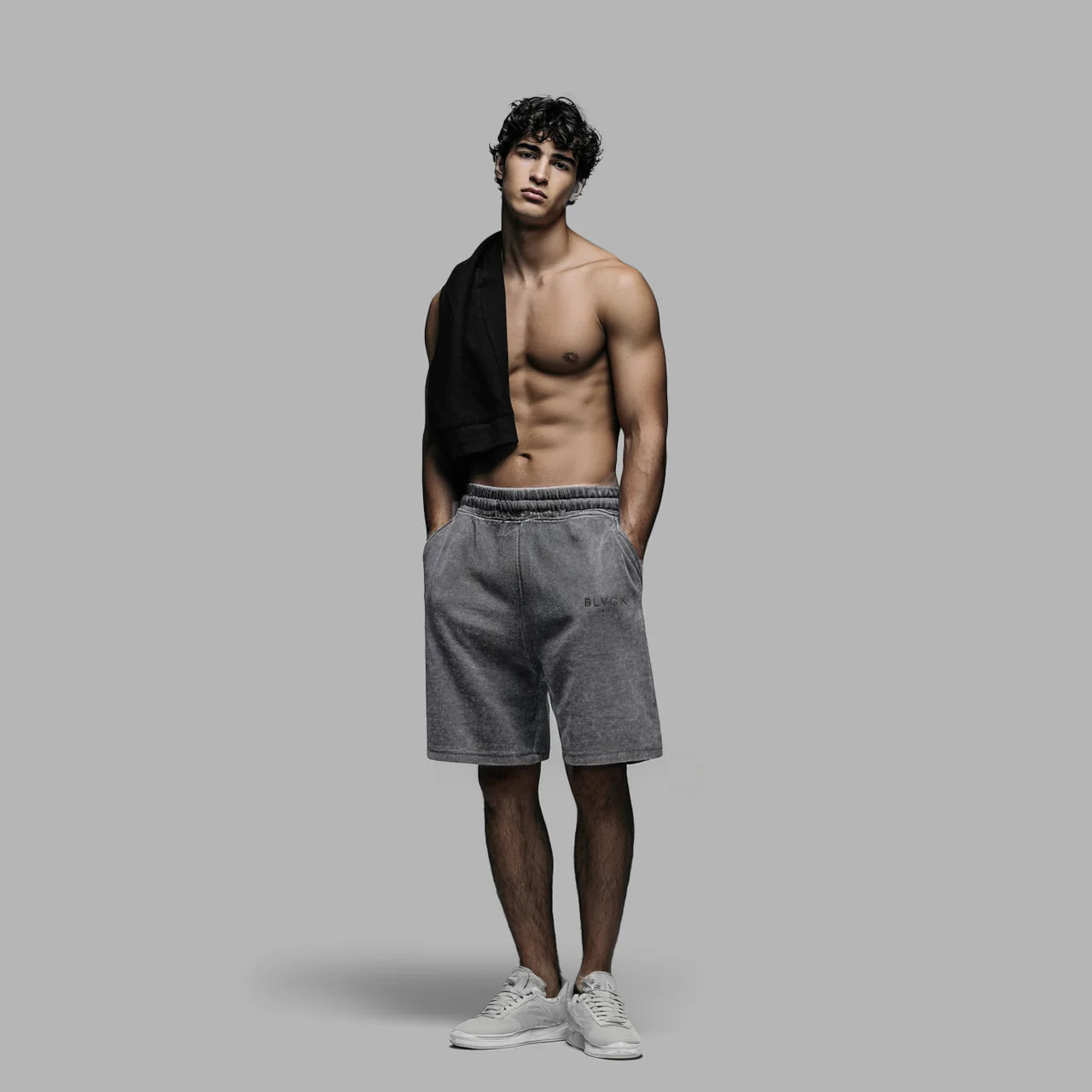 Acid Wash Shorts Grey | BLVCK Kuwait